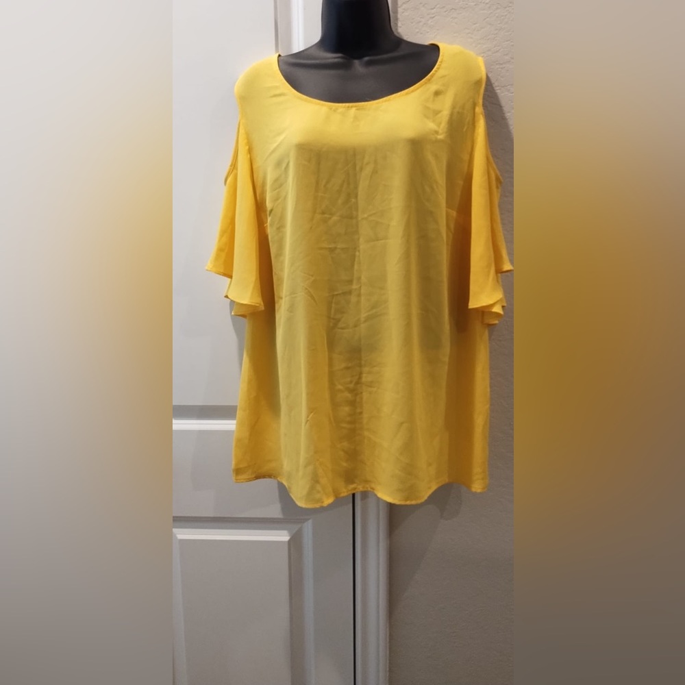NY Collection  Womens Cold Shoulder Blouse Size 1X